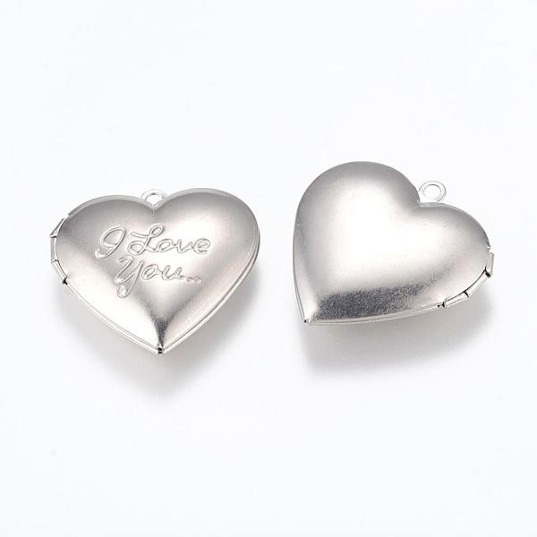PandaHall 316 Stainless Steel Locket Pendants, Photo Frame Charms for Necklaces, Heart with Phrase I Love You, For Valentine's Day...
PandaHall 316 Stainless Steel Locket Pendants, Photo Frame Charms for Necklaces, Heart with Phrase I Love You, For Valentine's Day...