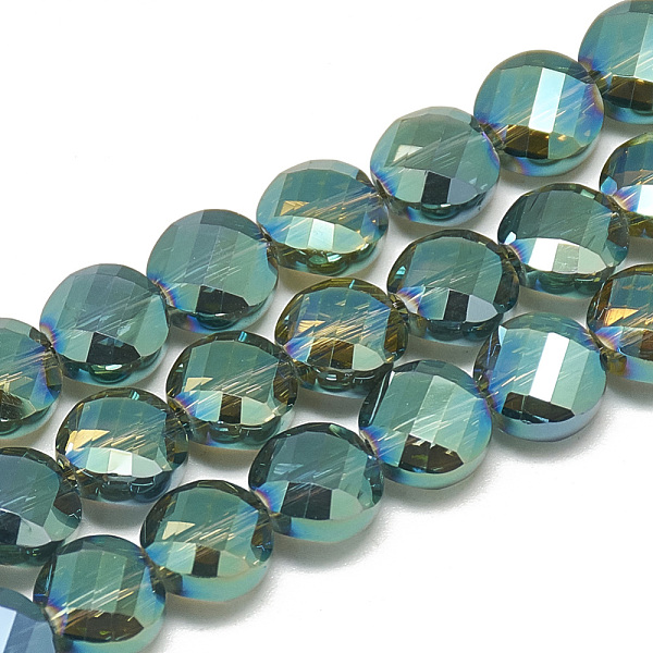 PandaHall Electroplate Glass Beads Strands, Rainbow Plated, Faceted, Flat Round, Dark Cyan, 8x5mm, Hole: 1.2mm, about 69~72pcs/strand, 21.26...
PandaHall Electroplate Glass Beads Strands, Rainbow Plated, Faceted, Flat Round, Dark Cyan, 8x5mm, Hole: 1.2mm, about 69~72pcs/strand, 21.26...