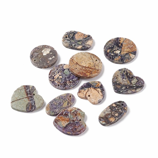 PandaHall Natural Rhyolite Jasper Pendants, Flat Round & Oval & Heart & Rectangle, 24~30.5x15.5~30.5x3~4mm, Hole: 1.6~2mm Rhyolite Jasper...
PandaHall Natural Rhyolite Jasper Pendants, Flat Round & Oval & Heart & Rectangle, 24~30.5x15.5~30.5x3~4mm, Hole: 1.6~2mm Rhyolite Jasper...