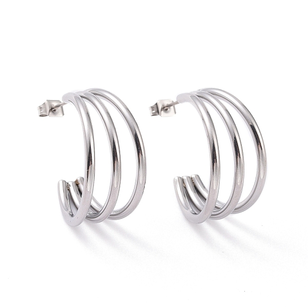PandaHall 304 Stainless Steel C-shape Stud Earrings, Chunky Half Hoop Earrings for Women, Stainless Steel Color, 25x24x12mm, Pin: 0.8mm 304...
PandaHall 304 Stainless Steel C-shape Stud Earrings, Chunky Half Hoop Earrings for Women, Stainless Steel Color, 25x24x12mm, Pin: 0.8mm 304...