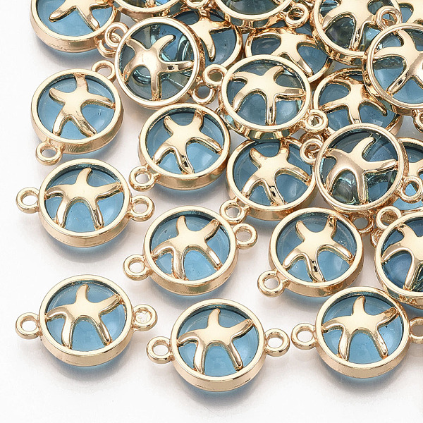 PandaHall Glass Links connectors, with Light Gold Plated Alloy Findings, Flat Round with Starfish/Sea Stars, Light Sky Blue, 13.5x19.5x5.5mm...
PandaHall Glass Links connectors, with Light Gold Plated Alloy Findings, Flat Round with Starfish/Sea Stars, Light Sky Blue, 13.5x19.5x5.5mm...