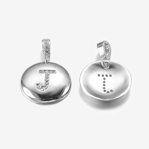 PandaHall Brass Pendants, with Cubic Zirconia, Cadmium Free & Lead Free, Flat Round with Letter, Platinum, Letter.J, 22mm, Hole: 2x3mm...
PandaHall Brass Pendants, with Cubic Zirconia, Cadmium Free & Lead Free, Flat Round with Letter, Platinum, Letter.J, 22mm, Hole: 2x3mm...