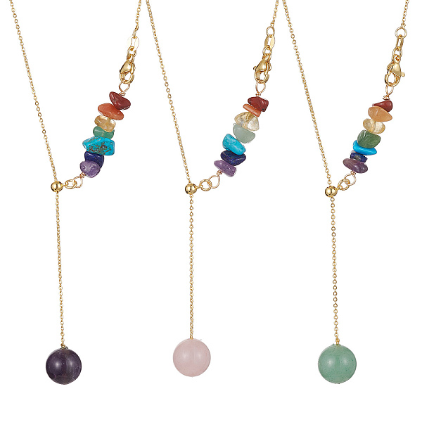 PandaHall Natural Mixed Gemstone Beaded Larat Necklace with Brass Chains, 19.29 inch(49cm) Mixed Stone
PandaHall Natural Mixed Gemstone Beaded Larat Necklace with Brass Chains, 19.29 inch(49cm) Mixed Stone