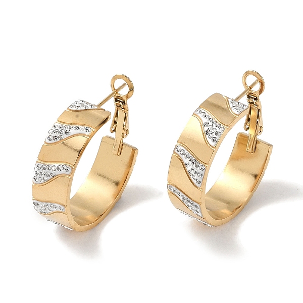 PandaHall 304 Stainless Steel Rhinestone Half Hoop Earrings for Women, Real 18K Gold Plated, 26x8mm 304 Stainless Steel
PandaHall 304 Stainless Steel Rhinestone Half Hoop Earrings for Women, Real 18K Gold Plated, 26x8mm 304 Stainless Steel