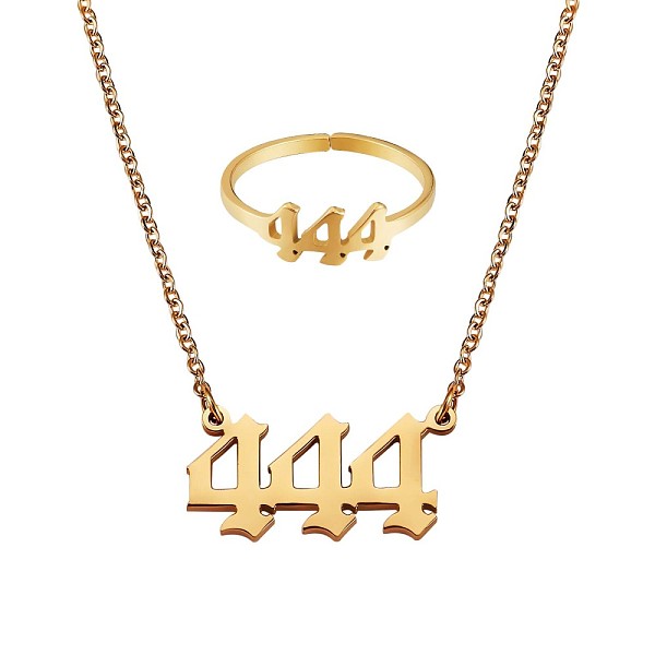 PandaHall Angel Number Pendant Necklace & Open Cuff Ring, Gold Plated 304 Stainless Steel Lucky Numerology Jewelry Set for Women, Num.4...
PandaHall Angel Number Pendant Necklace & Open Cuff Ring, Gold Plated 304 Stainless Steel Lucky Numerology Jewelry Set for Women, Num.4...