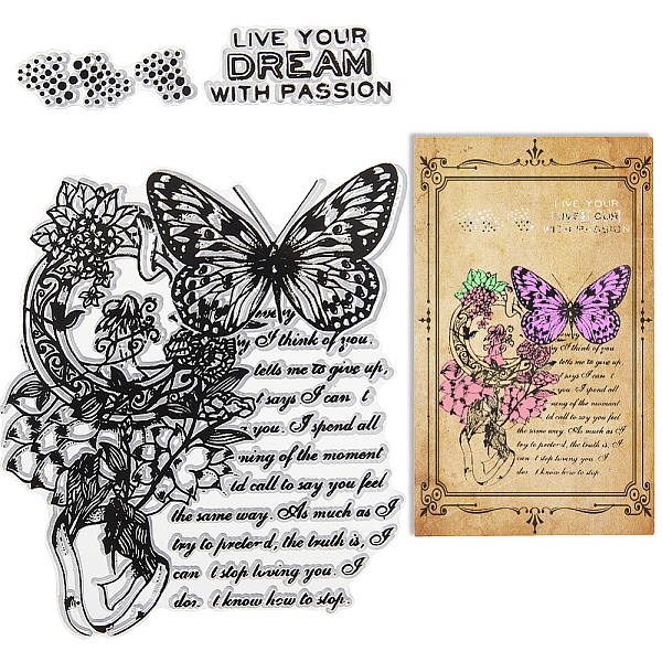 PandaHall Clear Silicone Stamps, for DIY Scrapbooking, Photo Album Decorative, Cards Making, Butterfly, 160x110x3mm Silicone Butterfly
PandaHall Clear Silicone Stamps, for DIY Scrapbooking, Photo Album Decorative, Cards Making, Butterfly, 160x110x3mm Silicone Butterfly