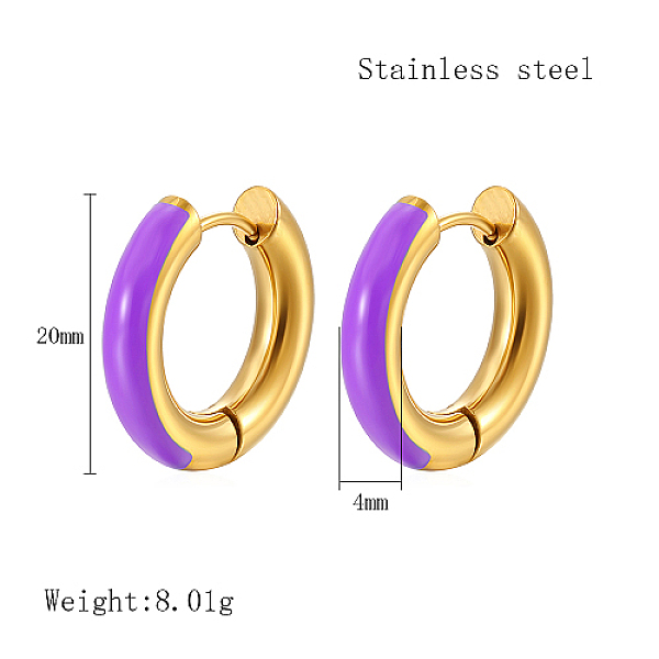 PandaHall Real 18K Gold Plated 304 Stainless Steel Hoop Earrings, with Enamel, Blue Violet, 20x4mm 304 Stainless Steel Ring
PandaHall Real 18K Gold Plated 304 Stainless Steel Hoop Earrings, with Enamel, Blue Violet, 20x4mm 304 Stainless Steel Ring