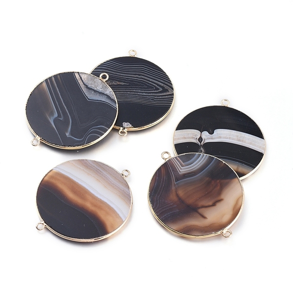 PandaHall Natural Black Banded Agate Links connectors, with Golden Tone Brass Findings, Flat Round, 45~48x39~41.5x1.5~2.2mm, Hole: 1.5mm...
PandaHall Natural Black Banded Agate Links connectors, with Golden Tone Brass Findings, Flat Round, 45~48x39~41.5x1.5~2.2mm, Hole: 1.5mm...