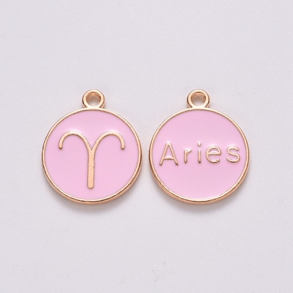 PandaHall Alloy Enamel Pendants, Cadmium Free & Lead Free, Flat Round with Constellation, Light Gold, Pink, Aries, 15x12x2mm, Hole: 1.5mm...
PandaHall Alloy Enamel Pendants, Cadmium Free & Lead Free, Flat Round with Constellation, Light Gold, Pink, Aries, 15x12x2mm, Hole: 1.5mm...