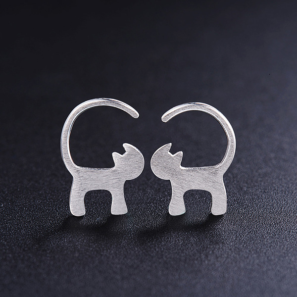 PandaHall SHEGRACE Cute Design 925 Sterling Silver Stud Earrings, with Wiredrawing Kitten, Silver, 10x15mm Sterling Silver Silver
PandaHall SHEGRACE Cute Design 925 Sterling Silver Stud Earrings, with Wiredrawing Kitten, Silver, 10x15mm Sterling Silver Silver