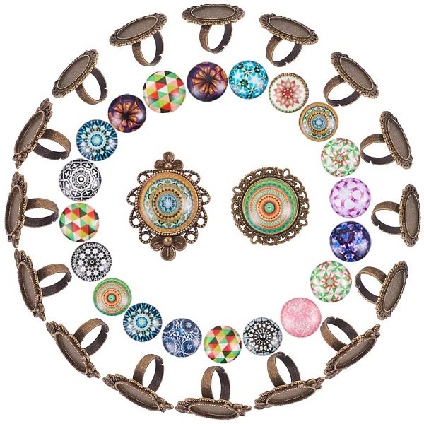 PandaHall DIY Ring Making, with Vintage Adjustable Iron Finger Ring Components, Alloy Cabochon Bezel Settings and Mosaic Printed Glass, Half...
PandaHall DIY Ring Making, with Vintage Adjustable Iron Finger Ring Components, Alloy Cabochon Bezel Settings and Mosaic Printed Glass, Half...