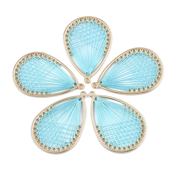 PandaHall Alloy Pendants, with Polyester Thread, teardrop, Golden, Dark Turquoise, 46~47x31x2mm, Hole: 2mm Polyester Teardrop Cyan
PandaHall Alloy Pendants, with Polyester Thread, teardrop, Golden, Dark Turquoise, 46~47x31x2mm, Hole: 2mm Polyester Teardrop Cyan