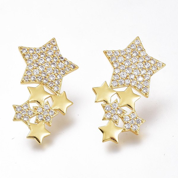 PandaHall Brass Micro Pave Clear Cubic Zirconia Star Stud Earrings, with Plastic Ear Nuts, Long-Lasting Plated, Golden, 30x16.5mm, Pin...
PandaHall Brass Micro Pave Clear Cubic Zirconia Star Stud Earrings, with Plastic Ear Nuts, Long-Lasting Plated, Golden, 30x16.5mm, Pin...