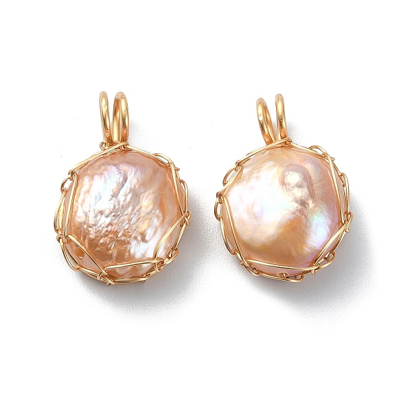 PandaHall Natural Cultured Freshwater Keshi Pearl Beads Pendants, Flat Round Button Charms, with Long-Lasting Plated Golden Tone Copper Wire..., Brown
PandaHall Natural Cultured Freshwater Keshi Pearl Beads Pendants, Flat Round Button Charms, with Long-Lasting Plated Golden Tone Copper Wire..., Brown