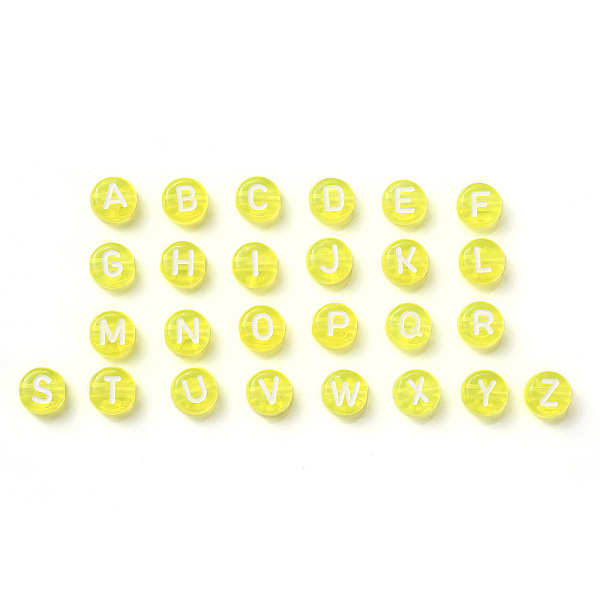 PandaHall Transparent Yellow Acrylic Beads, Horizontal Hole, Mixed Letters, Flat Round with White Letter, 7x4mm, Hole: 1.5mm, 100pcs/Bag...
PandaHall Transparent Yellow Acrylic Beads, Horizontal Hole, Mixed Letters, Flat Round with White Letter, 7x4mm, Hole: 1.5mm, 100pcs/Bag...