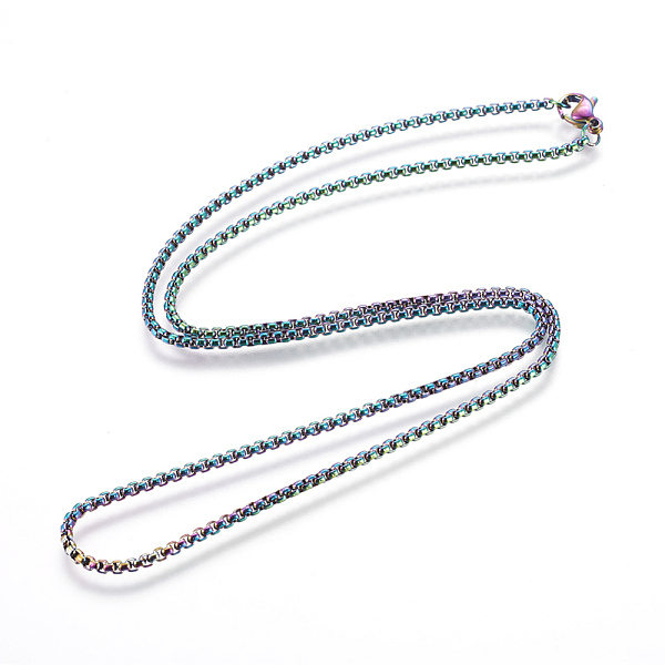 PandaHall Ion Plating(IP) 304 Stainless Steel Box Chain Necklaces, with Lobster Claw Clasps, Rainbow Color, 23.62 inch(60cm) 304 Stainless...
PandaHall Ion Plating(IP) 304 Stainless Steel Box Chain Necklaces, with Lobster Claw Clasps, Rainbow Color, 23.62 inch(60cm) 304 Stainless...