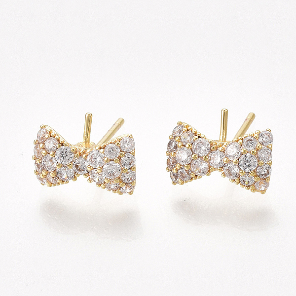 PandaHall Brass Cubic Zirconia Stud Earring Findings, For Half Drilled Beads, Bowknot, Real 18K Gold Plated, Clear, 6x10mm, Pin: 0.6~0.7mm...
PandaHall Brass Cubic Zirconia Stud Earring Findings, For Half Drilled Beads, Bowknot, Real 18K Gold Plated, Clear, 6x10mm, Pin: 0.6~0.7mm...