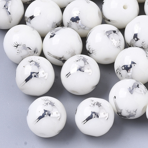 PandaHall Christmas Opaque Glass Beads, Round with Electroplate Elk Christmas Reindeer/Stag Pattern, Platinum Plated, 10mm, Hole: 1.2mm..., White
PandaHall Christmas Opaque Glass Beads, Round with Electroplate Elk Christmas Reindeer/Stag Pattern, Platinum Plated, 10mm, Hole: 1.2mm..., White
