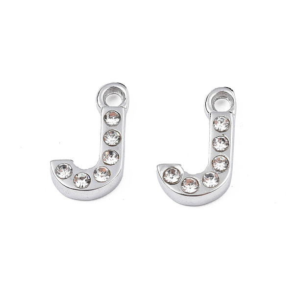 PandaHall 304 Stainless Steel Charms, with Crystal Rhinestone, Letter, Letter.J, 10~10.5x2~8x2mm, Hole: 1.2mm Stainless Steel+Rhinestone..., Clear
PandaHall 304 Stainless Steel Charms, with Crystal Rhinestone, Letter, Letter.J, 10~10.5x2~8x2mm, Hole: 1.2mm Stainless Steel+Rhinestone..., Clear