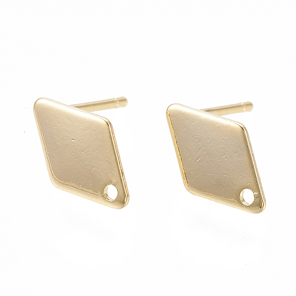 PandaHall Brass Stud Earring Findings, with Loop and Flat Plate, Rhombus, Nickel Free, Real 18K Gold Plated, 11x7x0.5mm, Hole: 1mm, Pin...
PandaHall Brass Stud Earring Findings, with Loop and Flat Plate, Rhombus, Nickel Free, Real 18K Gold Plated, 11x7x0.5mm, Hole: 1mm, Pin...