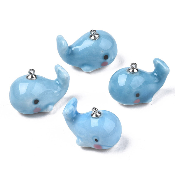 PandaHall Handmade Porcelain Pendants, with Platinum Plated Brass Findings, Famille Rose Style, Whale, Light Sky Blue, 25~28x16~17x18~19mm...
PandaHall Handmade Porcelain Pendants, with Platinum Plated Brass Findings, Famille Rose Style, Whale, Light Sky Blue, 25~28x16~17x18~19mm...