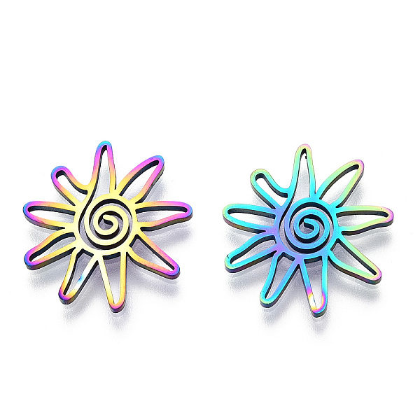 PandaHall Ion Plating(IP) 304 Stainless Steel Pendants, Laser Cut, Sun Charm, Rainbow Color, 19.5x21x1.5mm, Hole: 1.2~1.5mm 304 Stainless...
PandaHall Ion Plating(IP) 304 Stainless Steel Pendants, Laser Cut, Sun Charm, Rainbow Color, 19.5x21x1.5mm, Hole: 1.2~1.5mm 304 Stainless...