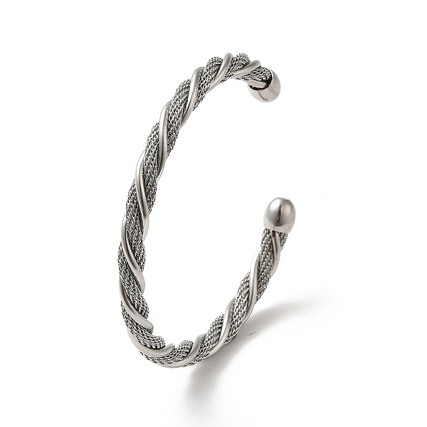 PandaHall 304 Stainless Steel Twist Rope Cuff Bangles, Stainless Steel Color, Inner Diameter: 2-3/8x2 inch(5.9x5.2cm) 304 Stainless Steel
PandaHall 304 Stainless Steel Twist Rope Cuff Bangles, Stainless Steel Color, Inner Diameter: 2-3/8x2 inch(5.9x5.2cm) 304 Stainless Steel