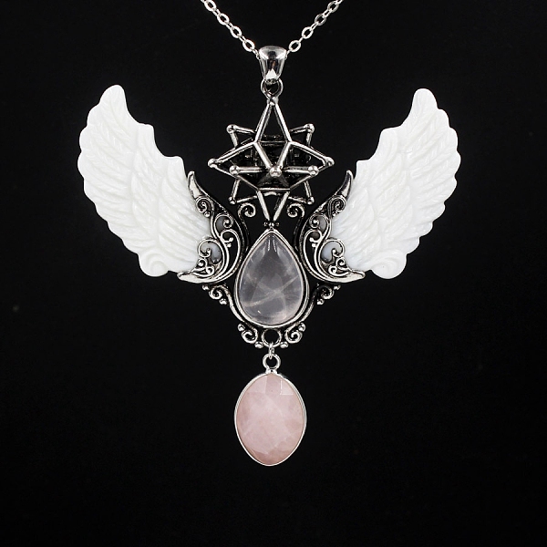 PandaHall Natural Rose Quartz Angel Wing Big Pendants, Star Charms with Shell Wing, Antique Silver, 85x75x25mm Rose Quartz Angel & Fairy
PandaHall Natural Rose Quartz Angel Wing Big Pendants, Star Charms with Shell Wing, Antique Silver, 85x75x25mm Rose Quartz Angel & Fairy