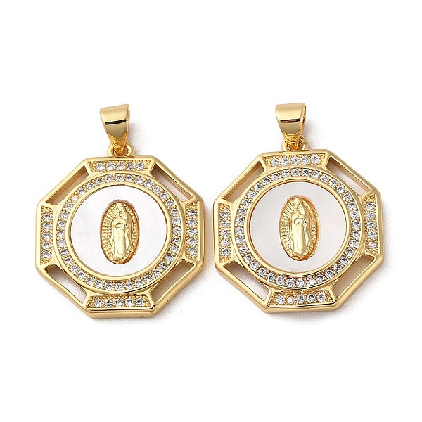 PandaHall Brass Micro Pave Cubic Zirconia Pendants, with Shell, Flat Round with Saint, Real 18K Gold Plated, 23x20x3mm, Hole: 4x3.5mm..., White
PandaHall Brass Micro Pave Cubic Zirconia Pendants, with Shell, Flat Round with Saint, Real 18K Gold Plated, 23x20x3mm, Hole: 4x3.5mm..., White