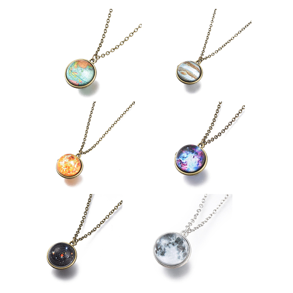 PandaHall Glass Pendant Necklace, with Alloy Cable Chains and Lobster Claw Clasps, Cadmium Free & Lead Free, Round, Mixed Patterns, 20.07...
PandaHall Glass Pendant Necklace, with Alloy Cable Chains and Lobster Claw Clasps, Cadmium Free & Lead Free, Round, Mixed Patterns, 20.07...