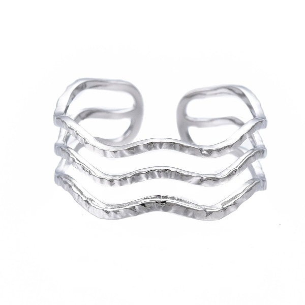 PandaHall 304 Stainless Steel Triple Line Wave Open Cuff Ring, Chunky Hollow Ring for Women, Stainless Steel Color, US Size 7(17.3mm) 304...
PandaHall 304 Stainless Steel Triple Line Wave Open Cuff Ring, Chunky Hollow Ring for Women, Stainless Steel Color, US Size 7(17.3mm) 304...