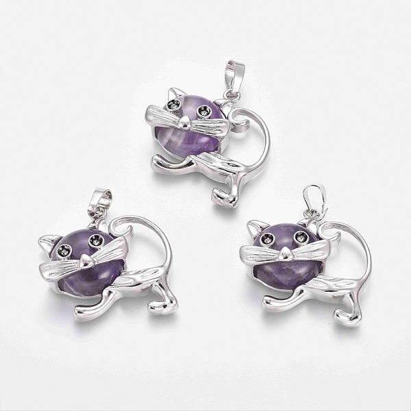 PandaHall Natural Amethyst Kitten Pendants, with Platinum Tone Brass Findings, Cartoon Cat Shape, 28x30x9mm, Hole: 5x7mm Amethyst Cat Shape
PandaHall Natural Amethyst Kitten Pendants, with Platinum Tone Brass Findings, Cartoon Cat Shape, 28x30x9mm, Hole: 5x7mm Amethyst Cat Shape