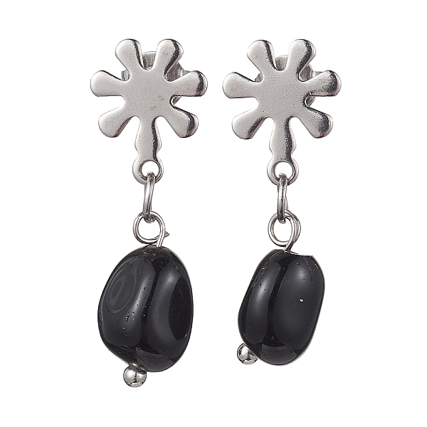 PandaHall Natural Obsidian Twist Oval Dangle Stud Earrings, 304 Stainless Steel Flower Earrings, 25~26x7mm Obsidian Flower
PandaHall Natural Obsidian Twist Oval Dangle Stud Earrings, 304 Stainless Steel Flower Earrings, 25~26x7mm Obsidian Flower