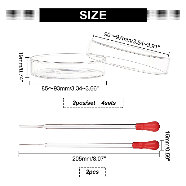 PandaHall Olycraft Flat Round Glass Biochemical Petri Dish, with Glass Dropper, Laboratory Equipment Accessories, Clear, 90~97x19mm, Inner...
PandaHall Olycraft Flat Round Glass Biochemical Petri Dish, with Glass Dropper, Laboratory Equipment Accessories, Clear, 90~97x19mm, Inner...