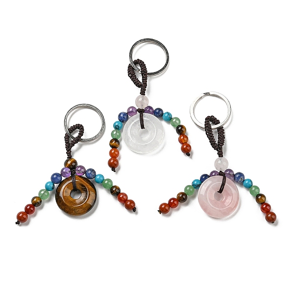 PandaHall 7 Chakra Natural Gemstone Tassel Keychain, Mixed Stone Donut Reiki Healing Keychain, with Platinum Tone Iron Ring, 9.5~10.2cm...
PandaHall 7 Chakra Natural Gemstone Tassel Keychain, Mixed Stone Donut Reiki Healing Keychain, with Platinum Tone Iron Ring, 9.5~10.2cm...