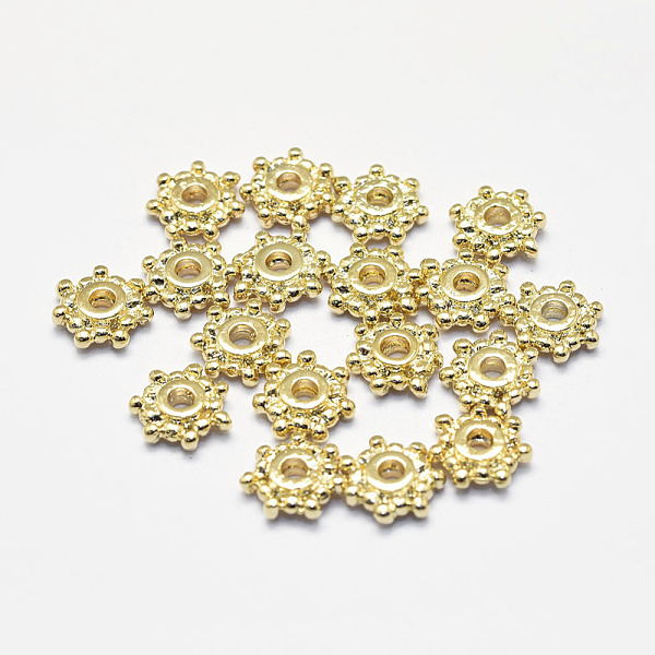 PandaHall Long-Lasting Plated Brass Spacer Beads, Real 18K Gold Plated, Nickel Free, Flower, 7.5x2mm, Hole: 2mm Brass Flower
PandaHall Long-Lasting Plated Brass Spacer Beads, Real 18K Gold Plated, Nickel Free, Flower, 7.5x2mm, Hole: 2mm Brass Flower