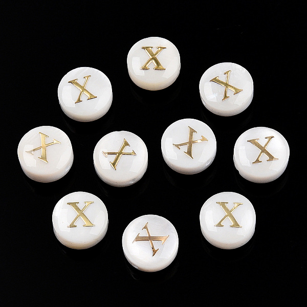 PandaHall Natural Freshwater Shell Beads, with Golden Plated Brass Etched Metal Embellishments, Flat Round with Letter, Letter X...
PandaHall Natural Freshwater Shell Beads, with Golden Plated Brass Etched Metal Embellishments, Flat Round with Letter, Letter X...