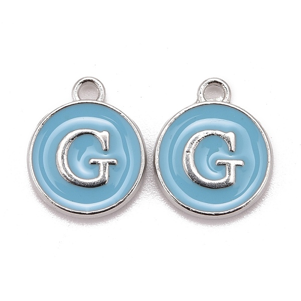 PandaHall Platinum Plated Alloy Enamel Charms, Cadmium Free & Lead Free, Enamelled Sequins, Flat Round with Letter, Sky Blue, Letter.G...
PandaHall Platinum Plated Alloy Enamel Charms, Cadmium Free & Lead Free, Enamelled Sequins, Flat Round with Letter, Sky Blue, Letter.G...