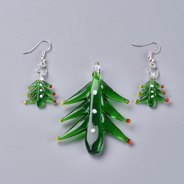 PandaHall Christmas Handmade Lampwork Jewelry Sets, Dangle Earrings and Pendants, with Brass Earring Hooks and Jump Rings, Christmas Tree..., Green
PandaHall Christmas Handmade Lampwork Jewelry Sets, Dangle Earrings and Pendants, with Brass Earring Hooks and Jump Rings, Christmas Tree..., Green