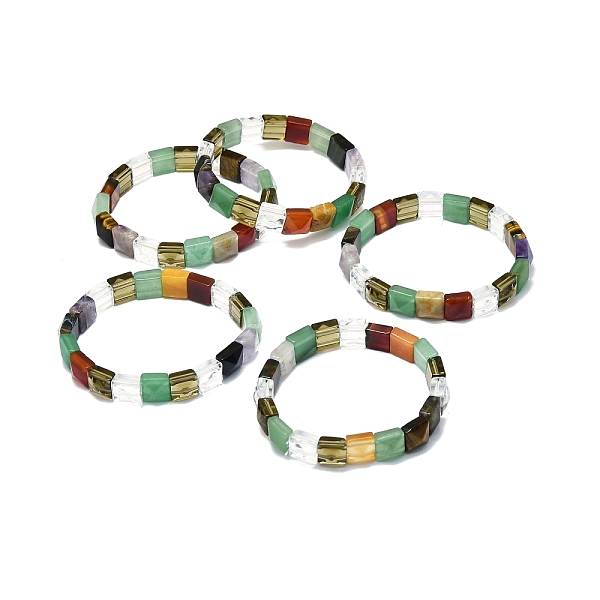 PandaHall Natural Gemstone Rectangle Beaded Stretch Bracelet for Women, Inner Diameter: 2-1/8~2-1/4 inch(5.5~5.7cm) Mixed Stone
PandaHall Natural Gemstone Rectangle Beaded Stretch Bracelet for Women, Inner Diameter: 2-1/8~2-1/4 inch(5.5~5.7cm) Mixed Stone