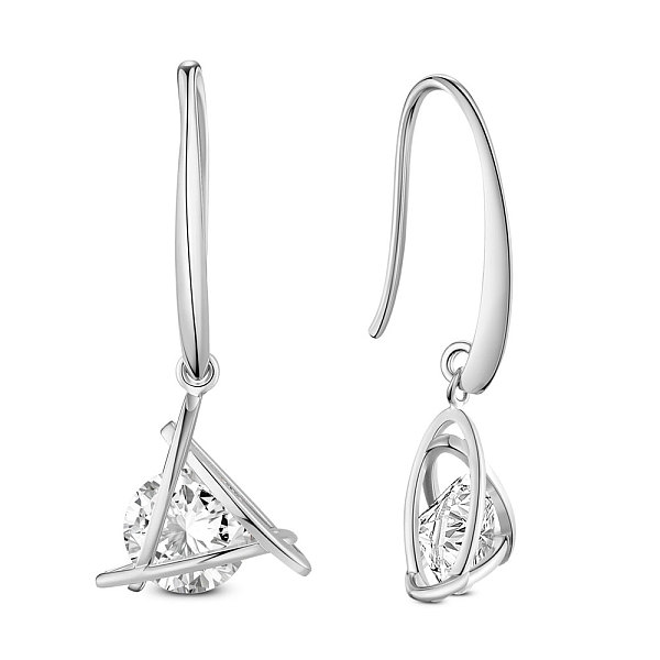 PandaHall SHEGRACE Rhodium Plated 925 Sterling Silver Dangle Earrings, with Grade AAA Cubic Zirconia, Triangle, Clear, Platinum, 31.5mm...
PandaHall SHEGRACE Rhodium Plated 925 Sterling Silver Dangle Earrings, with Grade AAA Cubic Zirconia, Triangle, Clear, Platinum, 31.5mm...