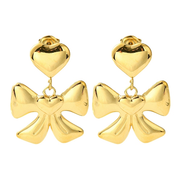 PandaHall Ion Plating(IP) 304 Stainless Steel Dangle Stud Earrings, Bowknot with Heart, Real 14K Gold Plated, 32x24mm 304 Stainless Steel...
PandaHall Ion Plating(IP) 304 Stainless Steel Dangle Stud Earrings, Bowknot with Heart, Real 14K Gold Plated, 32x24mm 304 Stainless Steel...