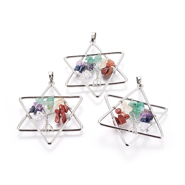 PandaHall Natural Mixed Stone Pendants, with Brass Findings, Star, Platinum, 52x43x5~6mm, Hole: 5x8mm Mixed Stone Star
PandaHall Natural Mixed Stone Pendants, with Brass Findings, Star, Platinum, 52x43x5~6mm, Hole: 5x8mm Mixed Stone Star
