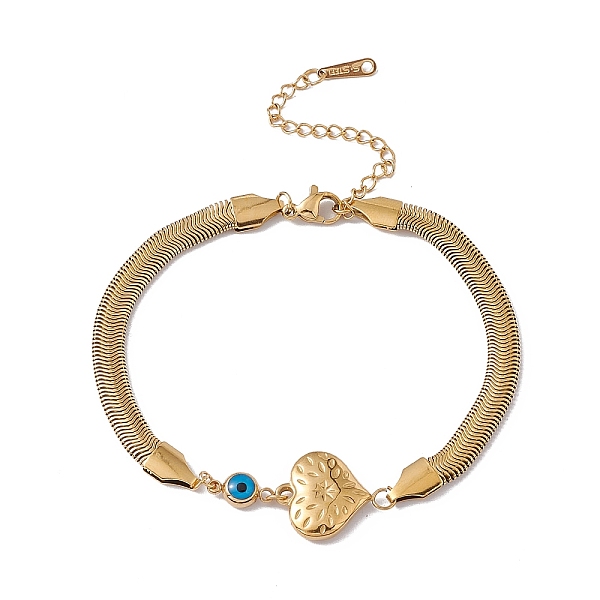 PandaHall Enamel Evil Eye Link Bracelet with Flat Snake Chains, 304 Stainless Steel Jewelry for Women, Golden, Heart Pattern, Heart...
PandaHall Enamel Evil Eye Link Bracelet with Flat Snake Chains, 304 Stainless Steel Jewelry for Women, Golden, Heart Pattern, Heart...