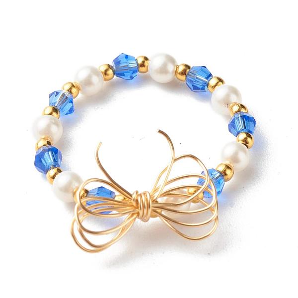 PandaHall Imitate Austrian Crystal Bicone Glass Beaded Finger Rings, with Round Shell Pearl Beads and 304 Stainless Steel Round Beads..., Blue
PandaHall Imitate Austrian Crystal Bicone Glass Beaded Finger Rings, with Round Shell Pearl Beads and 304 Stainless Steel Round Beads..., Blue