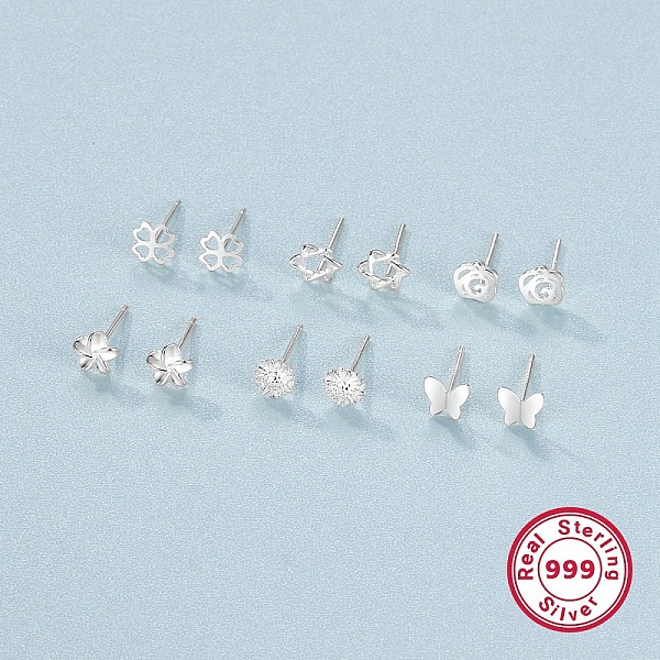 PandaHall 6 Pairs 6 Style 999 Fine Silver Stud Earrings Sets for Women, Hollow Clover & Star & Flower & Butterfly, Platinum, 4.5~6mm, 1...
PandaHall 6 Pairs 6 Style 999 Fine Silver Stud Earrings Sets for Women, Hollow Clover & Star & Flower & Butterfly, Platinum, 4.5~6mm, 1...