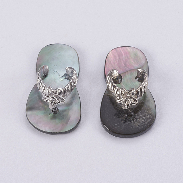 PandaHall Sea Shell Pendants, with Platinum Tone Brass Bail, Slipper, 22.5x12.5x7.5~8mm Black Lip Shell Shoes
PandaHall Sea Shell Pendants, with Platinum Tone Brass Bail, Slipper, 22.5x12.5x7.5~8mm Black Lip Shell Shoes