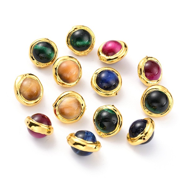 PandaHall Natural Tiger Eye Beads, with Golden Brass Edge, Dyed, Round, Mixed Color, 15.5~17x15.5~16x12.5mm, Hole: 0.8mm Tiger Eye Round..., Multicolor
PandaHall Natural Tiger Eye Beads, with Golden Brass Edge, Dyed, Round, Mixed Color, 15.5~17x15.5~16x12.5mm, Hole: 0.8mm Tiger Eye Round..., Multicolor