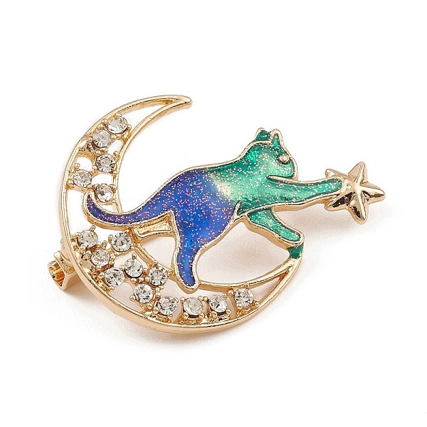 PandaHall Alloy Rhinestone Brooch, with Glitter Powder, Enamel Cat with Moon & Star, Golden, 26x35x10mm Alloy+Enamel Cat Shape
PandaHall Alloy Rhinestone Brooch, with Glitter Powder, Enamel Cat with Moon & Star, Golden, 26x35x10mm Alloy+Enamel Cat Shape