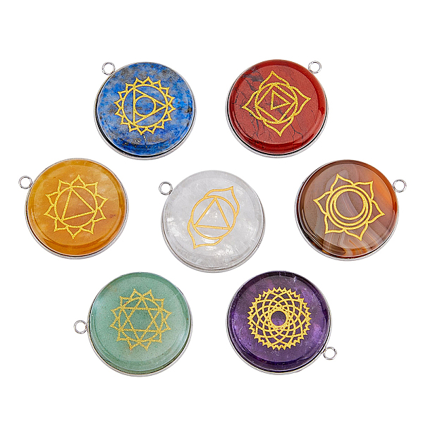 PandaHall DICOSMETIC 7 Styles Crystal Stone Pendants with Stainless Steel Base Flat Round 7 Chakra Tumbled Stone Charms Multi-colored...
PandaHall DICOSMETIC 7 Styles Crystal Stone Pendants with Stainless Steel Base Flat Round 7 Chakra Tumbled Stone Charms Multi-colored...